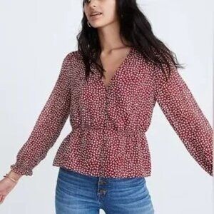 Madewell Women's Long Sleeve Pullover Blouse Red Size S